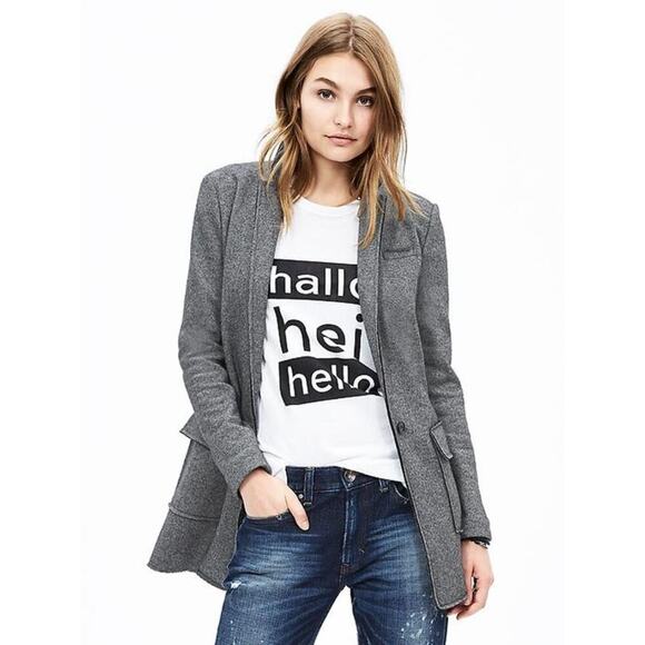 Banana Republic Jackets & Blazers - Banana Republic Women Gray Black Wool Blend Textured Knit Boyfriend Blazer Sz 0